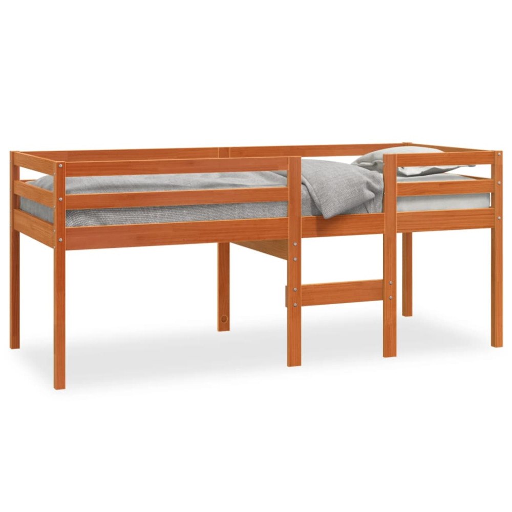 vidaXL Hög säng vaxad brun 75x190 cm massiv furu