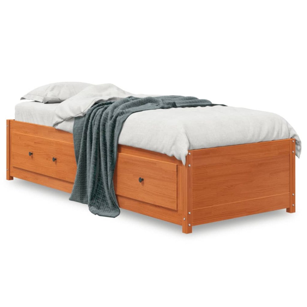 vidaXL Dagbädd utan madrass vaxad brun 90x200 cm massiv furu