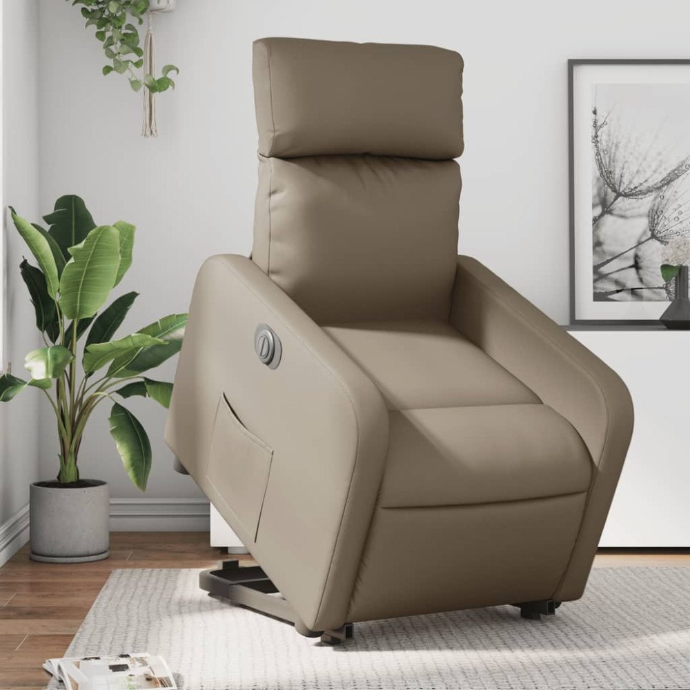 vidaXL Reclinerfåtölj med uppresningshjälp cappuccino konstläder