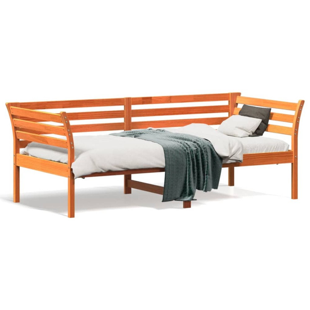 vidaXL Dagbädd utan madrass vaxad brun 90x190 cm massiv furu