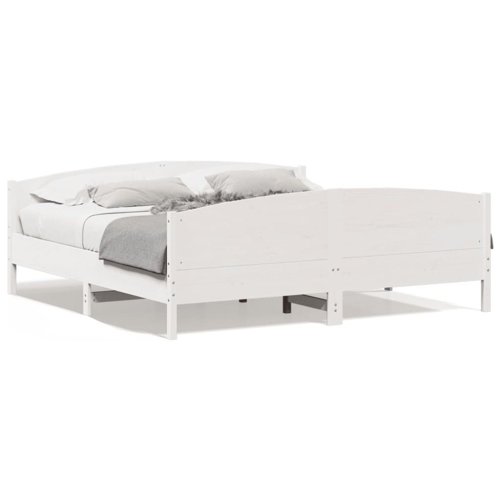 vidaXL Sängram utan madrass vit 200x200 cm massiv furu