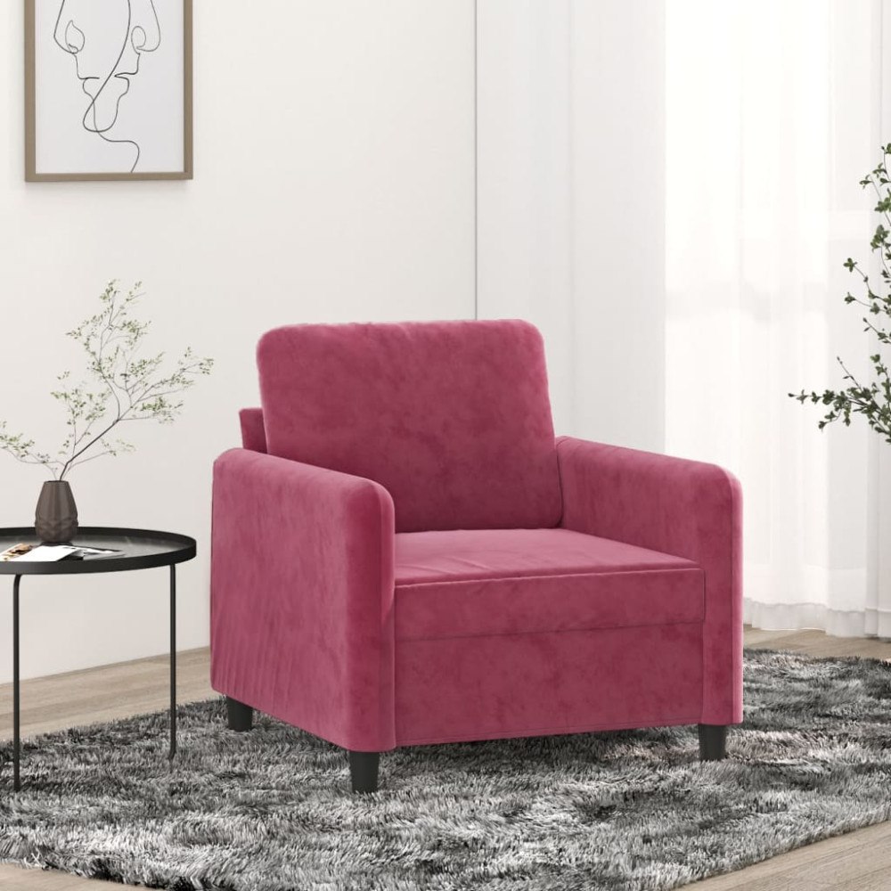vidaXL Fåtölj vinröd 60 cm sammet