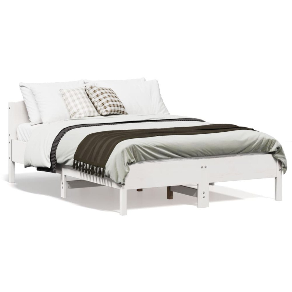 vidaXL Sängram utan madrass vit 120x190 cm massiv furu