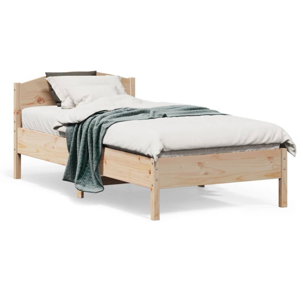vidaXL Sängram utan madrass 75x190 cm massiv furu