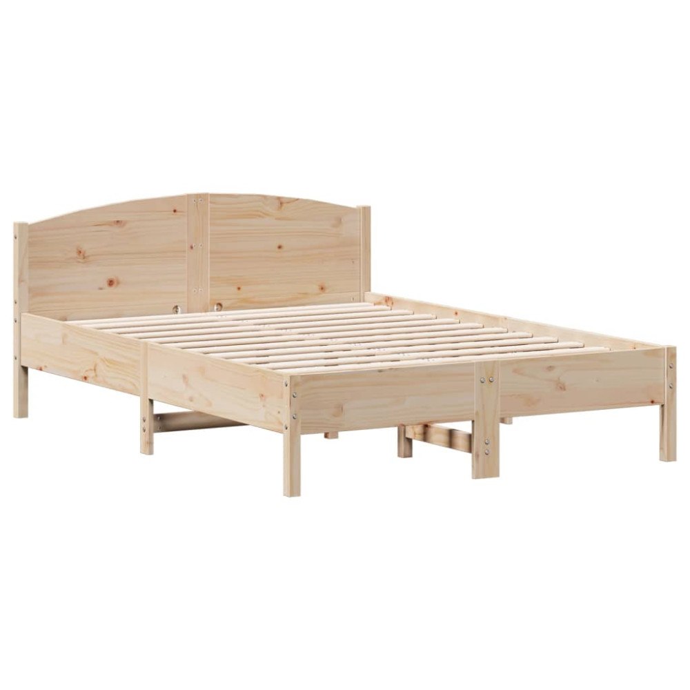 vidaXL Sängram utan madrass 135x190 cm massiv furu