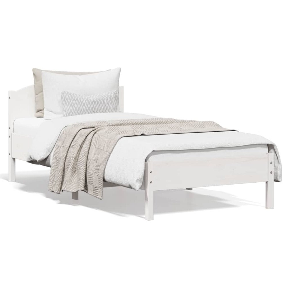 vidaXL Sängram utan madrass vit 90x200 cm massiv furu