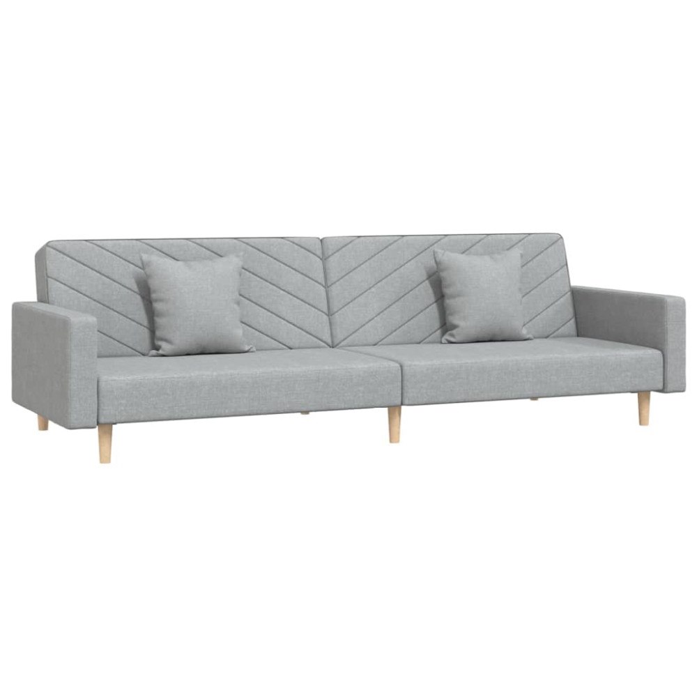 vidaXL Bäddsoffa 2-sits med två kuddar ljusgrå tyg