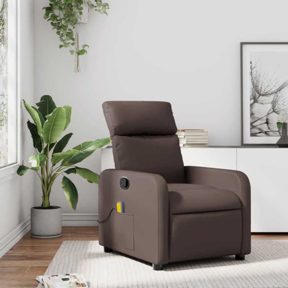 vidaXL Massagefåtölj brun konstläder