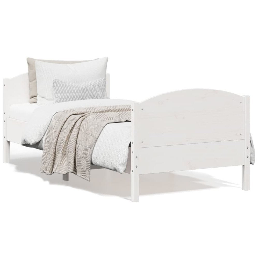 vidaXL Sängram utan madrass vit 90x190 cm massiv furu