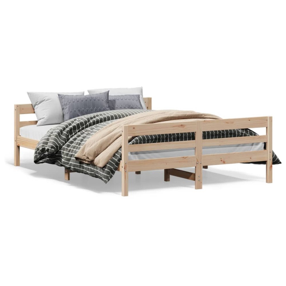 vidaXL Sängram utan madrass 140x200 cm massiv furu