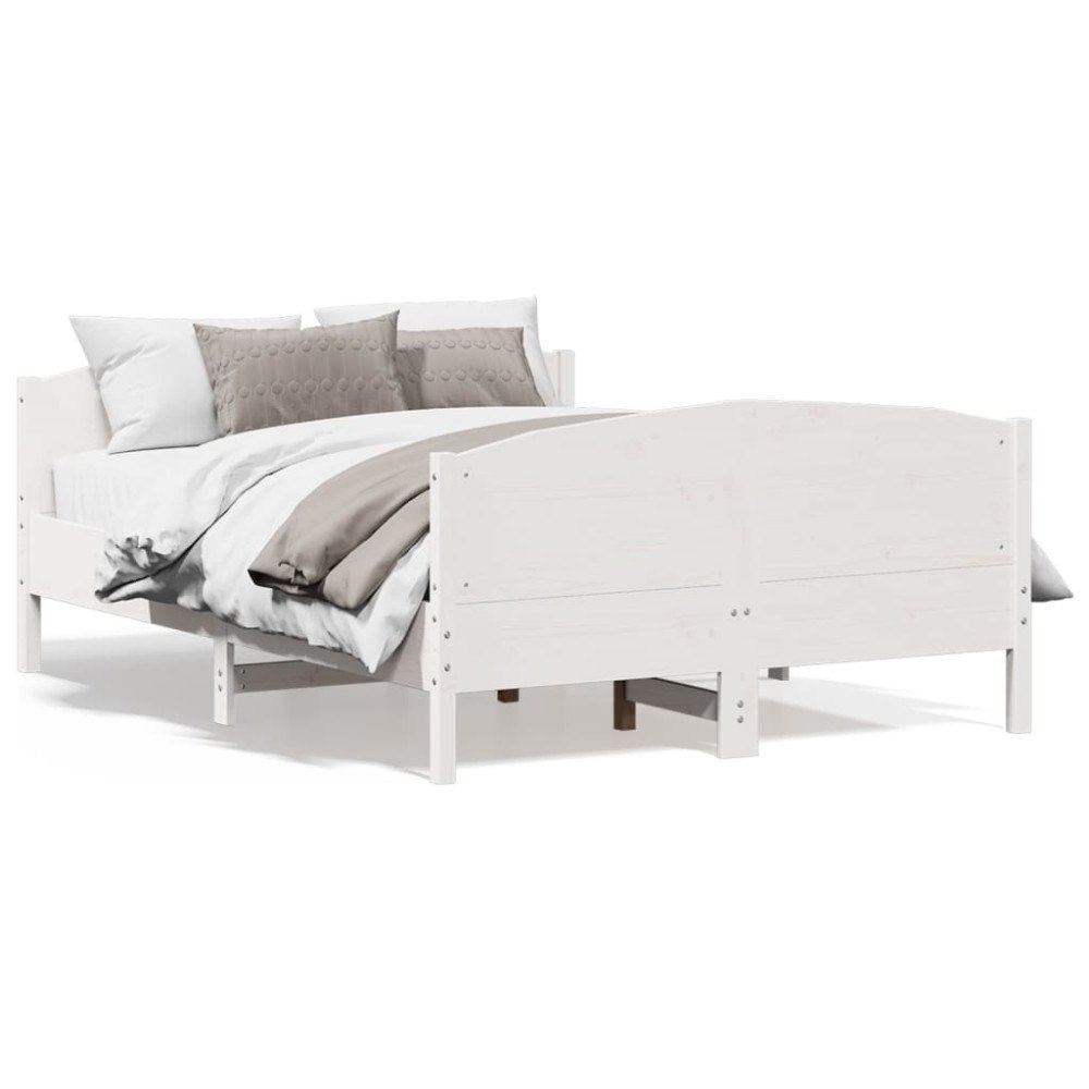 vidaXL Sängram utan madrass vit 140x190 cm massiv furu