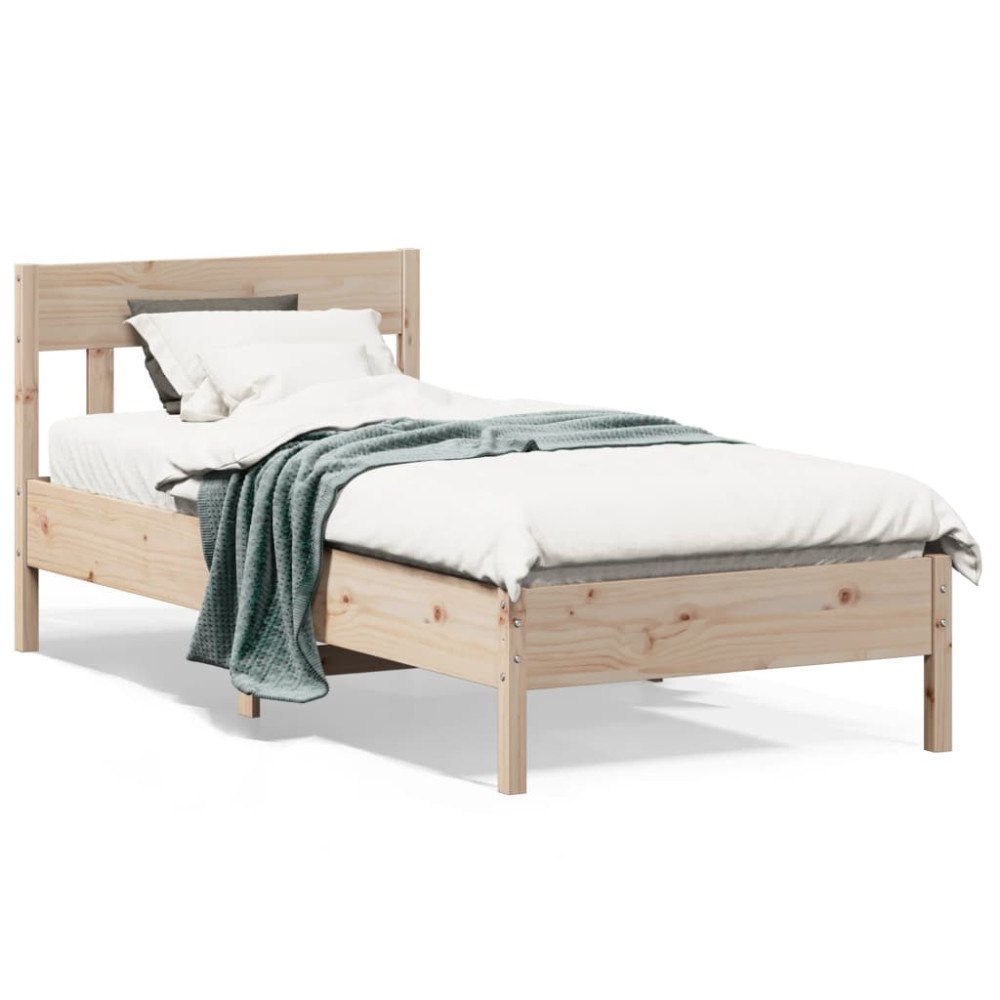 vidaXL Sängram utan madrass 75x190 cm massiv furu