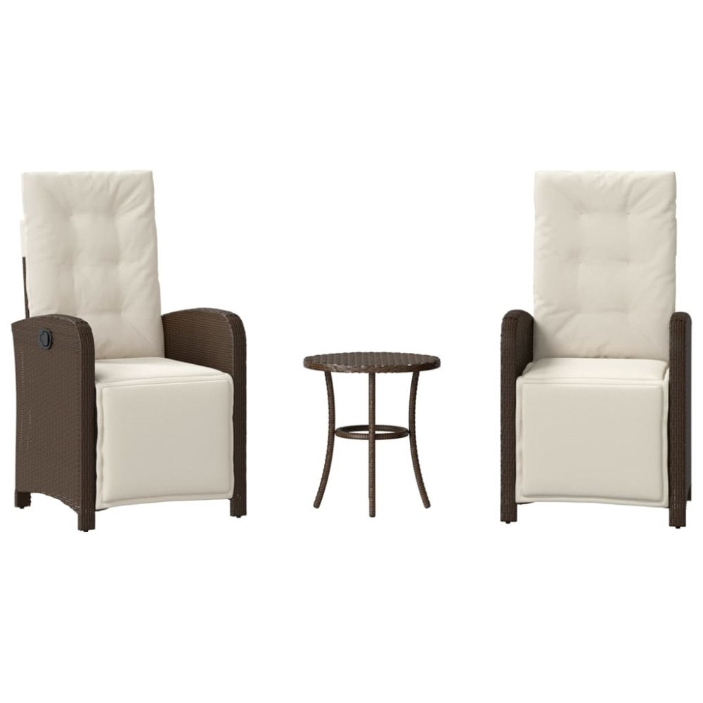 vidaXL Bistrogrupp med dynor 3 delar brun konstrotting