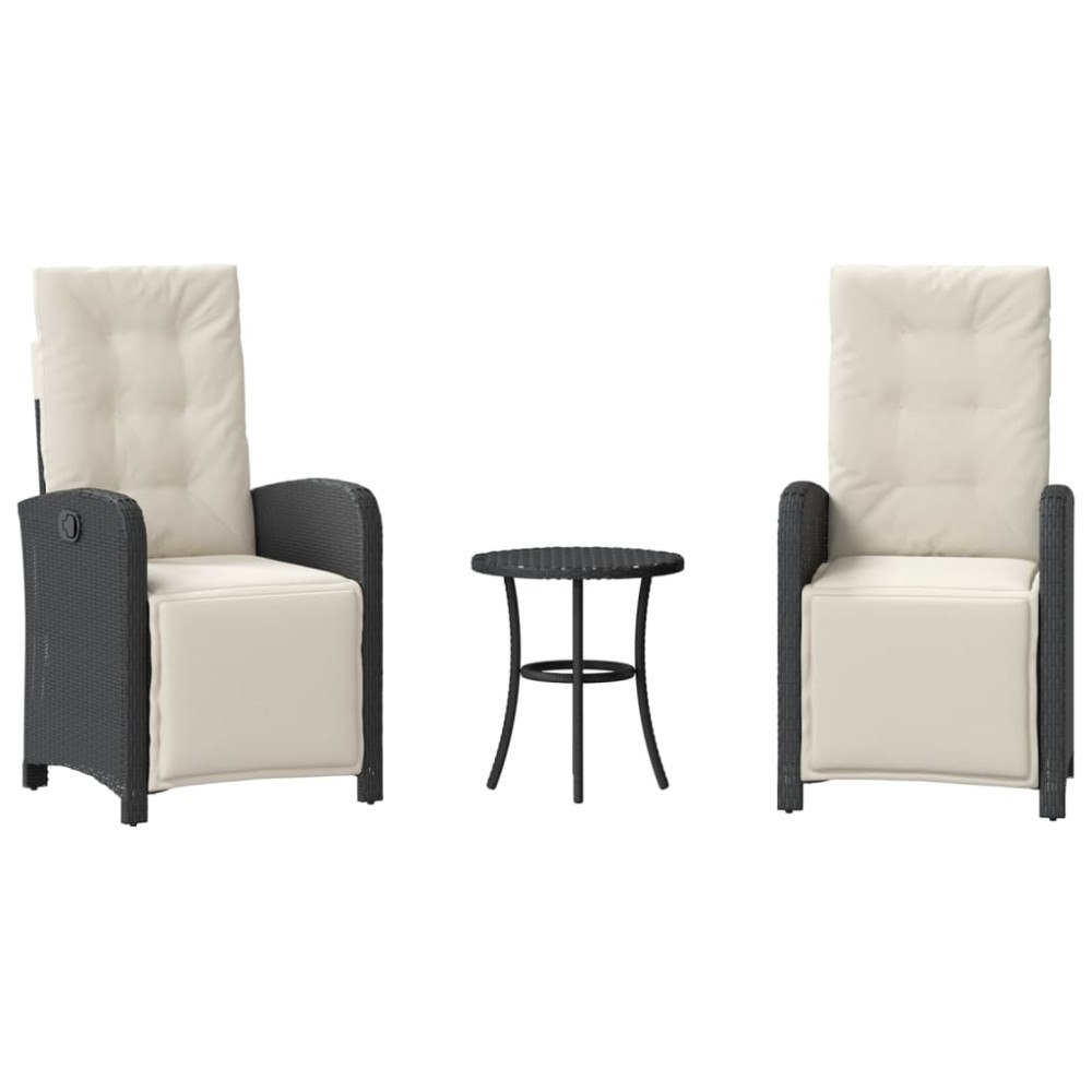 vidaXL Caféset med dynor 3 delar svart konstrotting