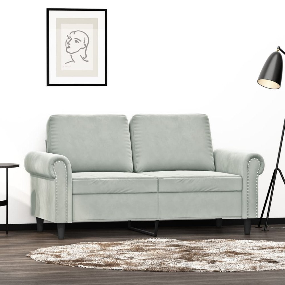 vidaXL 2-sitssoffa ljusgrå 120 cm sammet