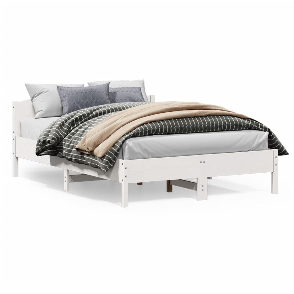 vidaXL Sängram utan madrass vit 160x200 cm massiv furu
