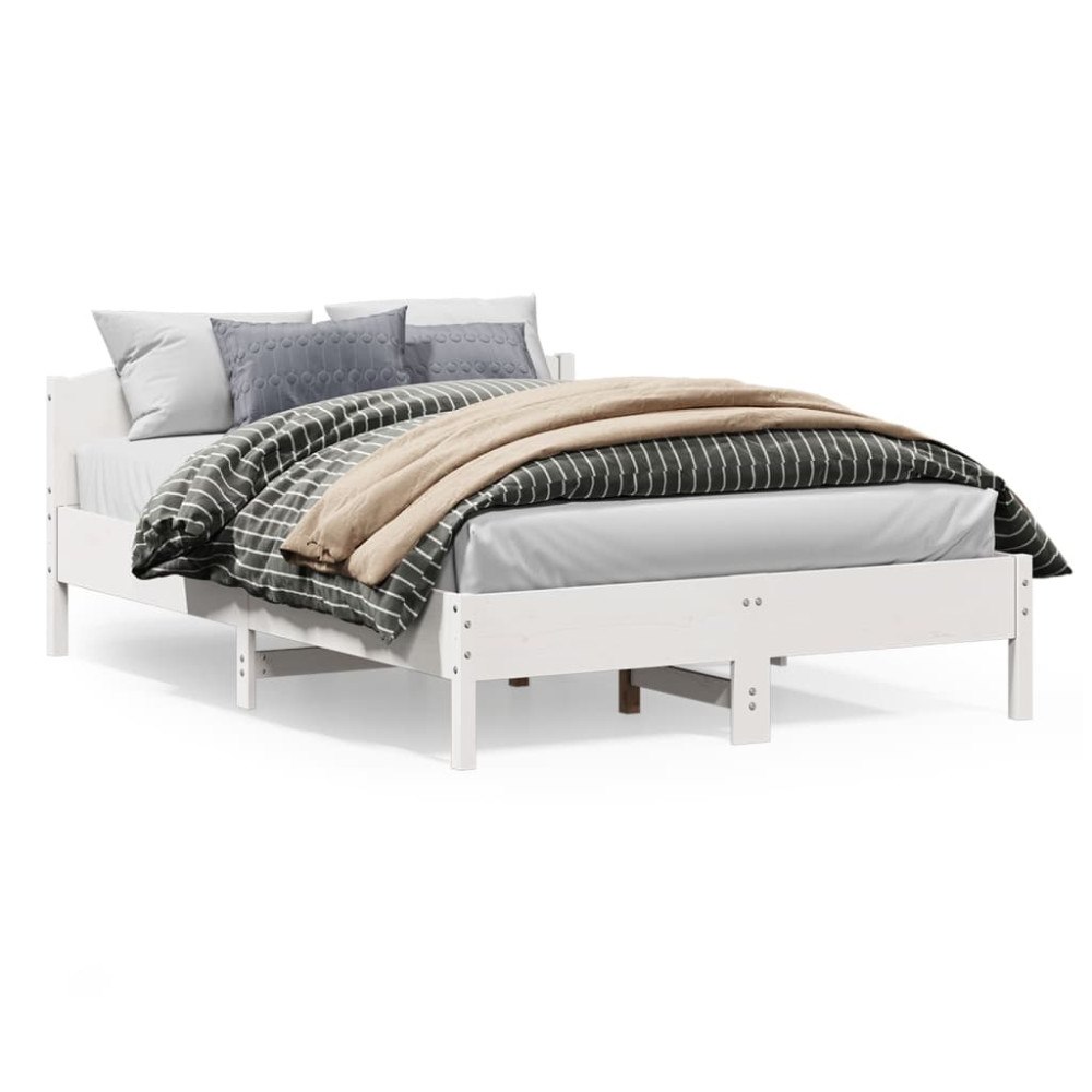 vidaXL Sängram utan madrass vit 150x200 cm massiv furu