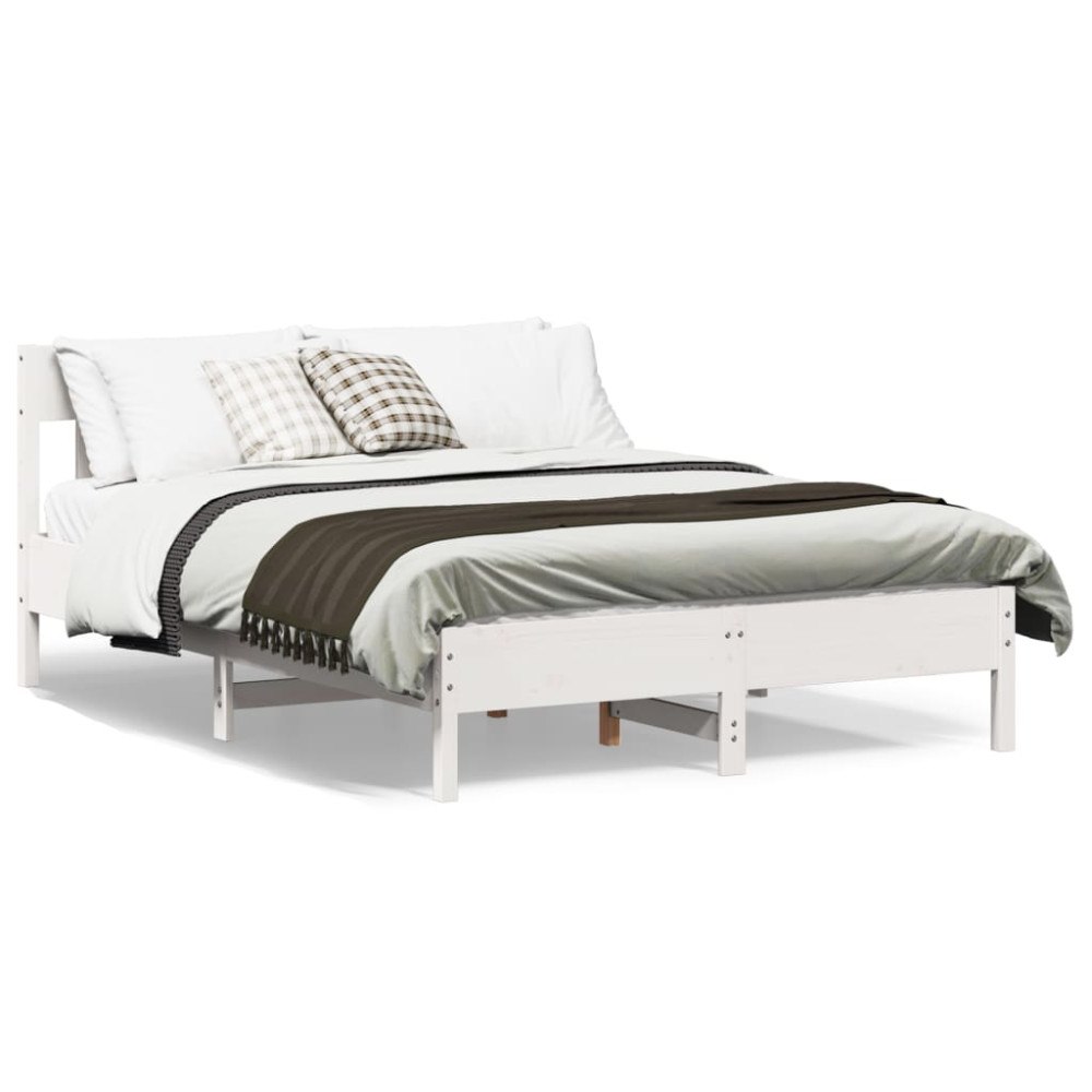 vidaXL Sängram utan madrass vit 120x190 cm massiv furu