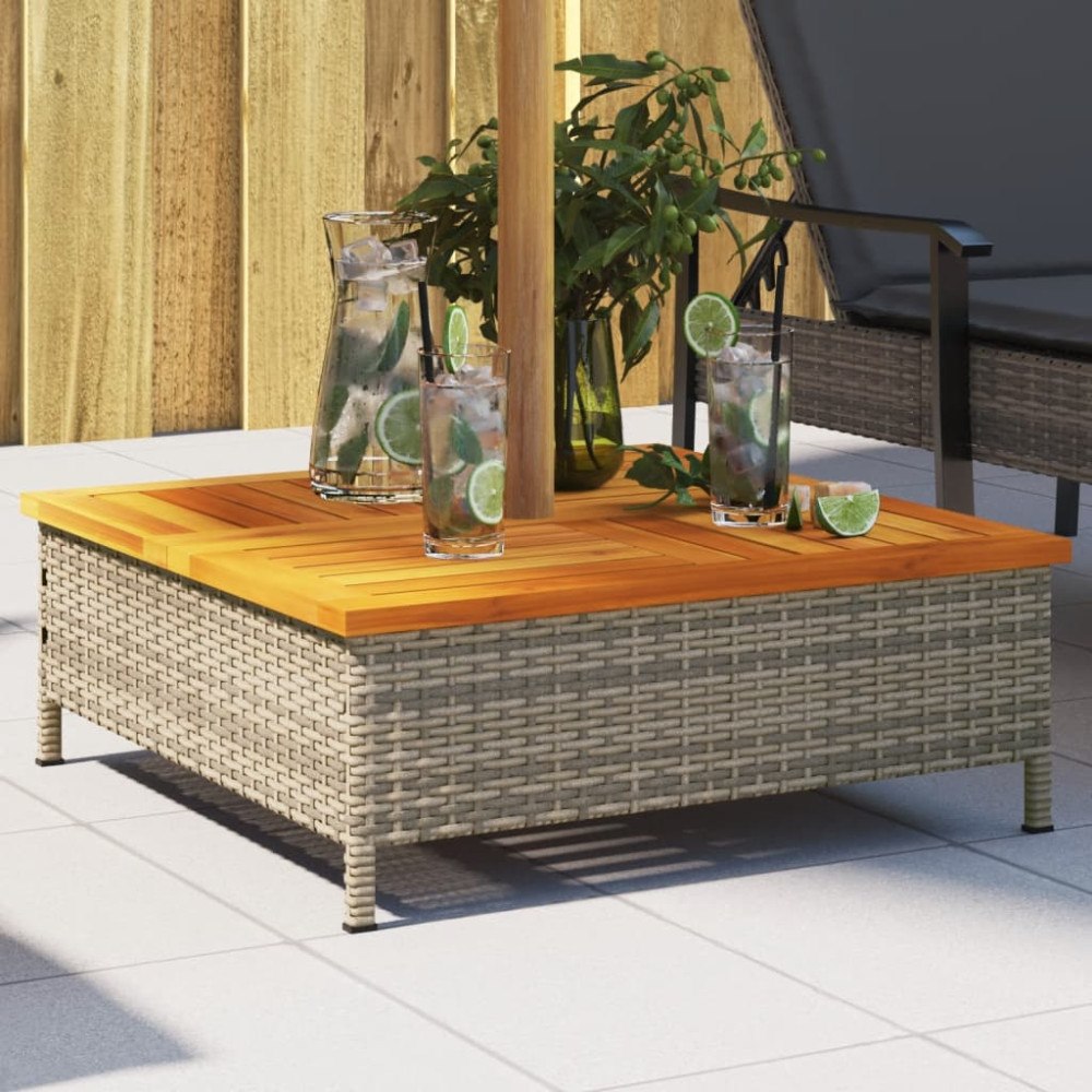 vidaXL Skydd för parasollfot 70x70x25 cm konstrottning och akacia