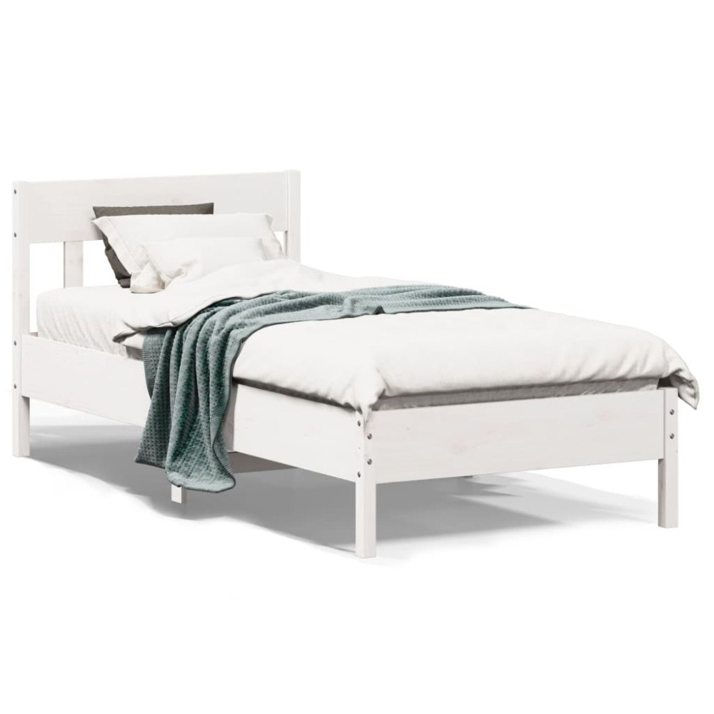 vidaXL Sängram utan madrass vit 90x190 cm massiv furu