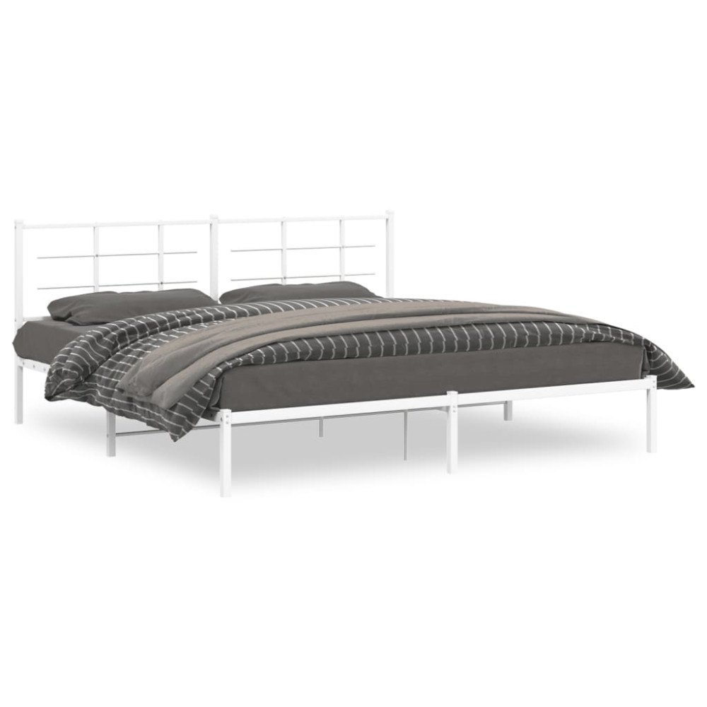 vidaXL Sängram med huvudgavel metall vit 193x203 cm
