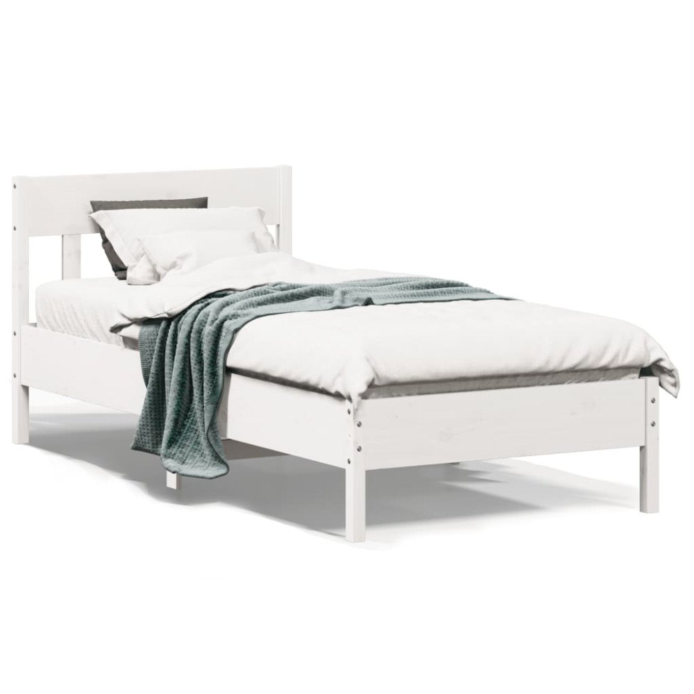vidaXL Sängram utan madrass vit 100x200 cm massiv furu