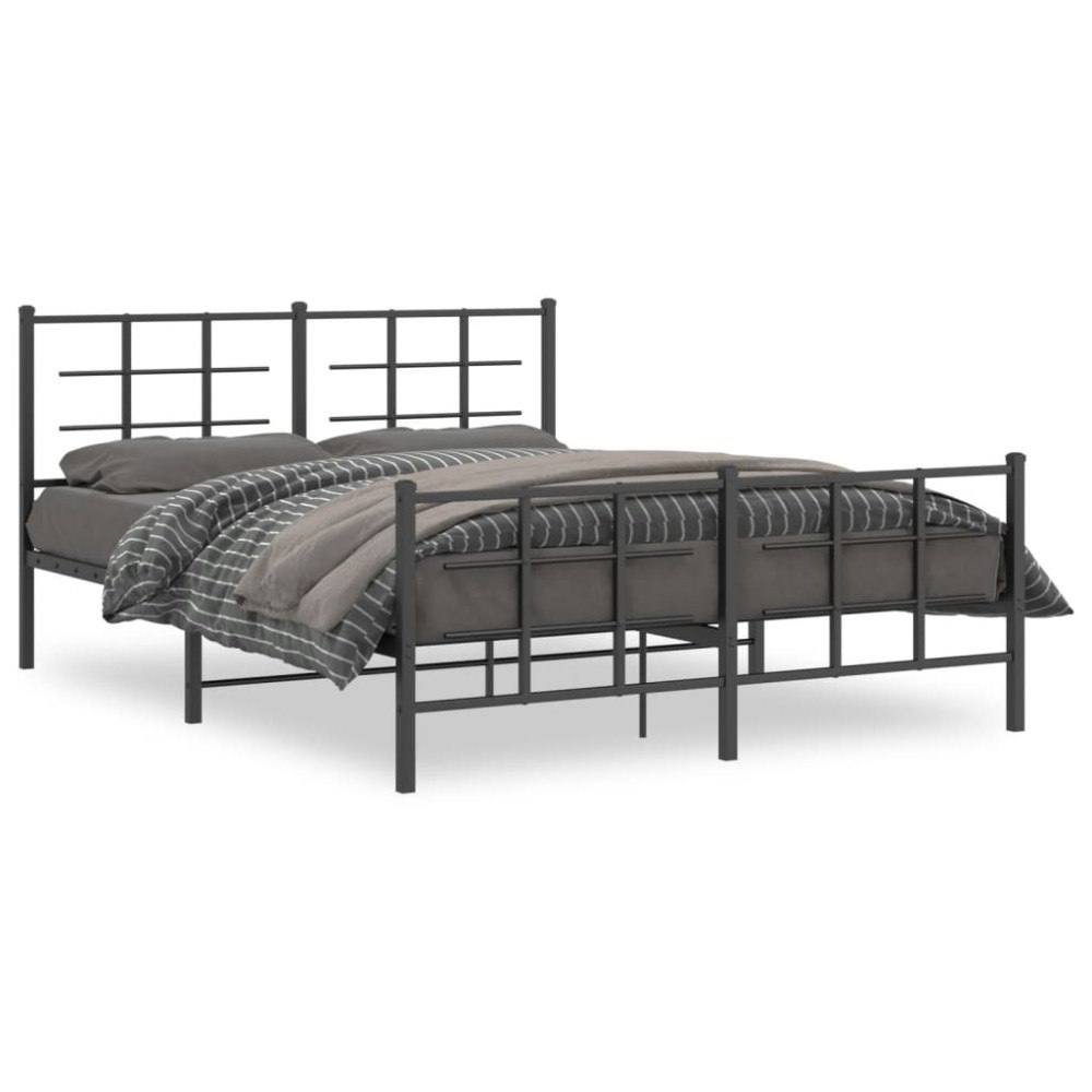 vidaXL Sängram utan madrass med fotgavel metall svart 160x200 cm
