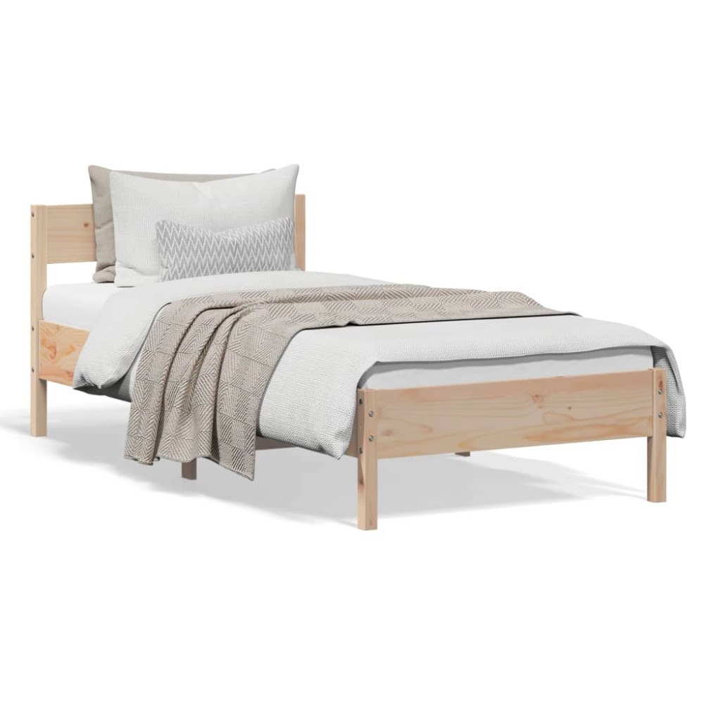 vidaXL Sängram utan madrass 90x190 cm massiv furu
