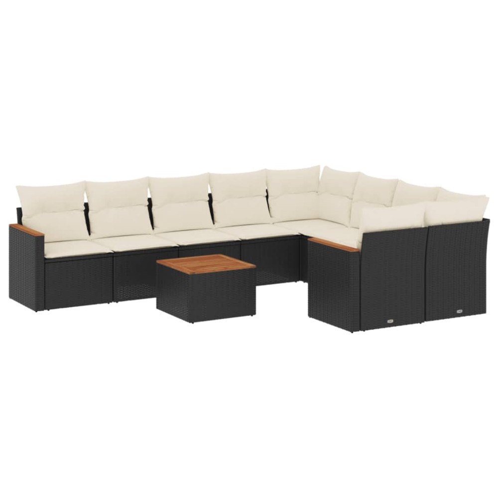 vidaXL Loungegrupp 10 delar med svarta dynor konstrotting