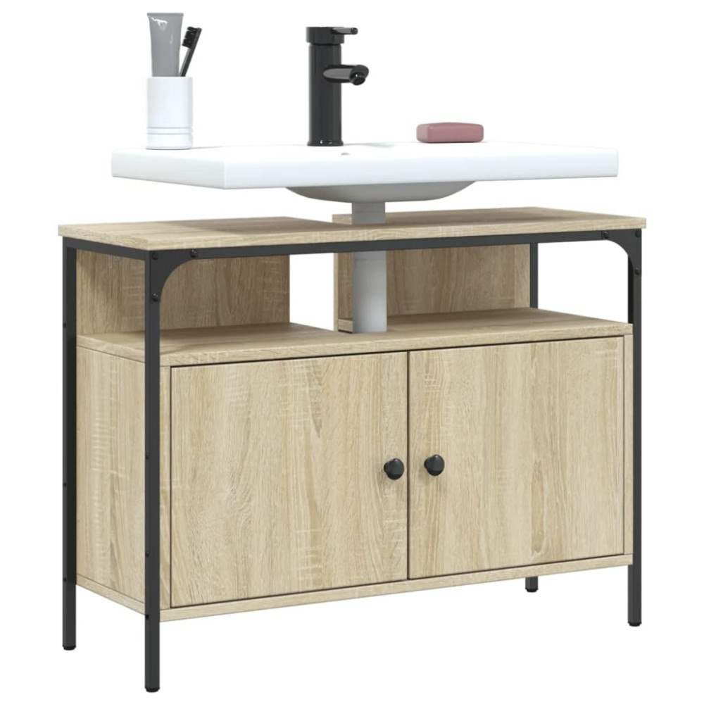 vidaXL Tvättställsskåp sonoma-ek 80x30x60 cm konstruerat trä