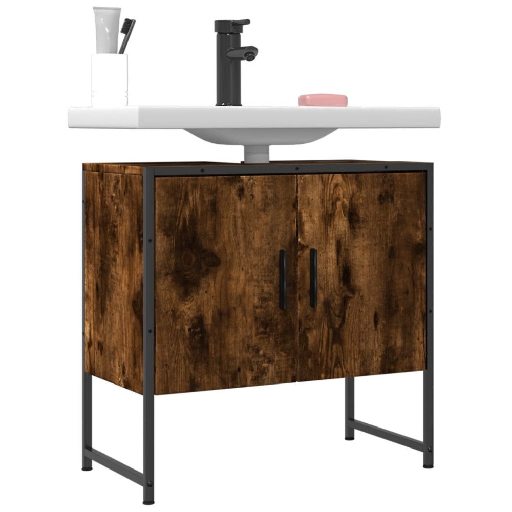 vidaXL Tvättställsskåp rökfärgad ek 60x33x60 cm konstruerat trä