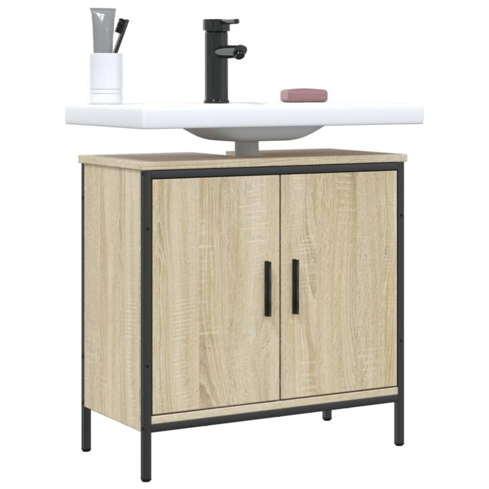 vidaXL Tvättställsskåp sonoma-ek 60x30x60 cm konstruerat trä