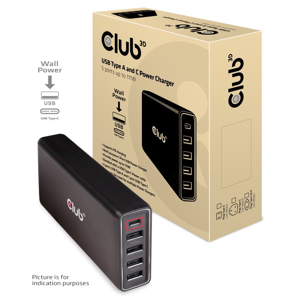 Club 3D CLUB3D CAC-1903EU mobilladdare Universal Svart AC inomhus