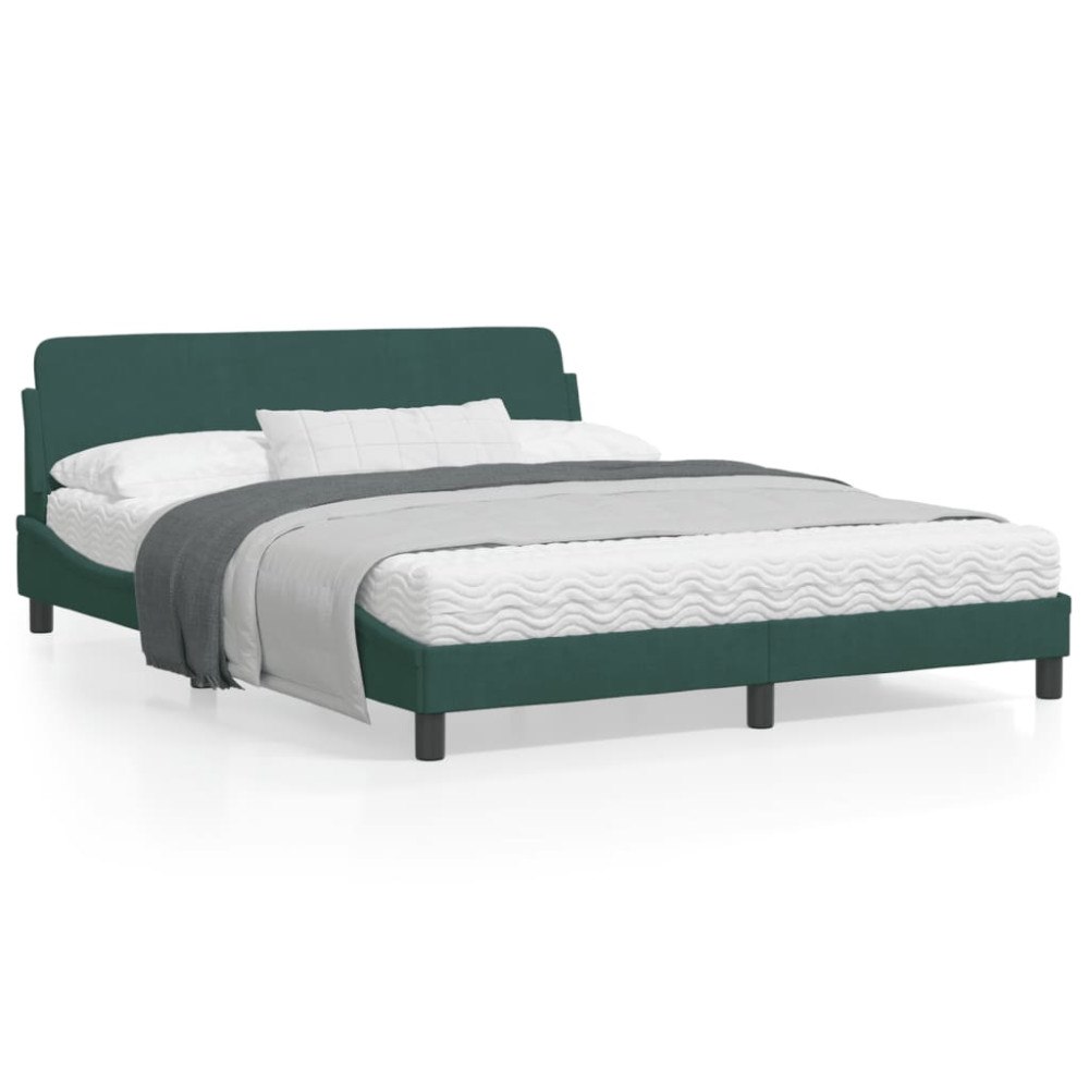vidaXL Bed Frame "Dover" Dark Green 160x200 cm Velvet
