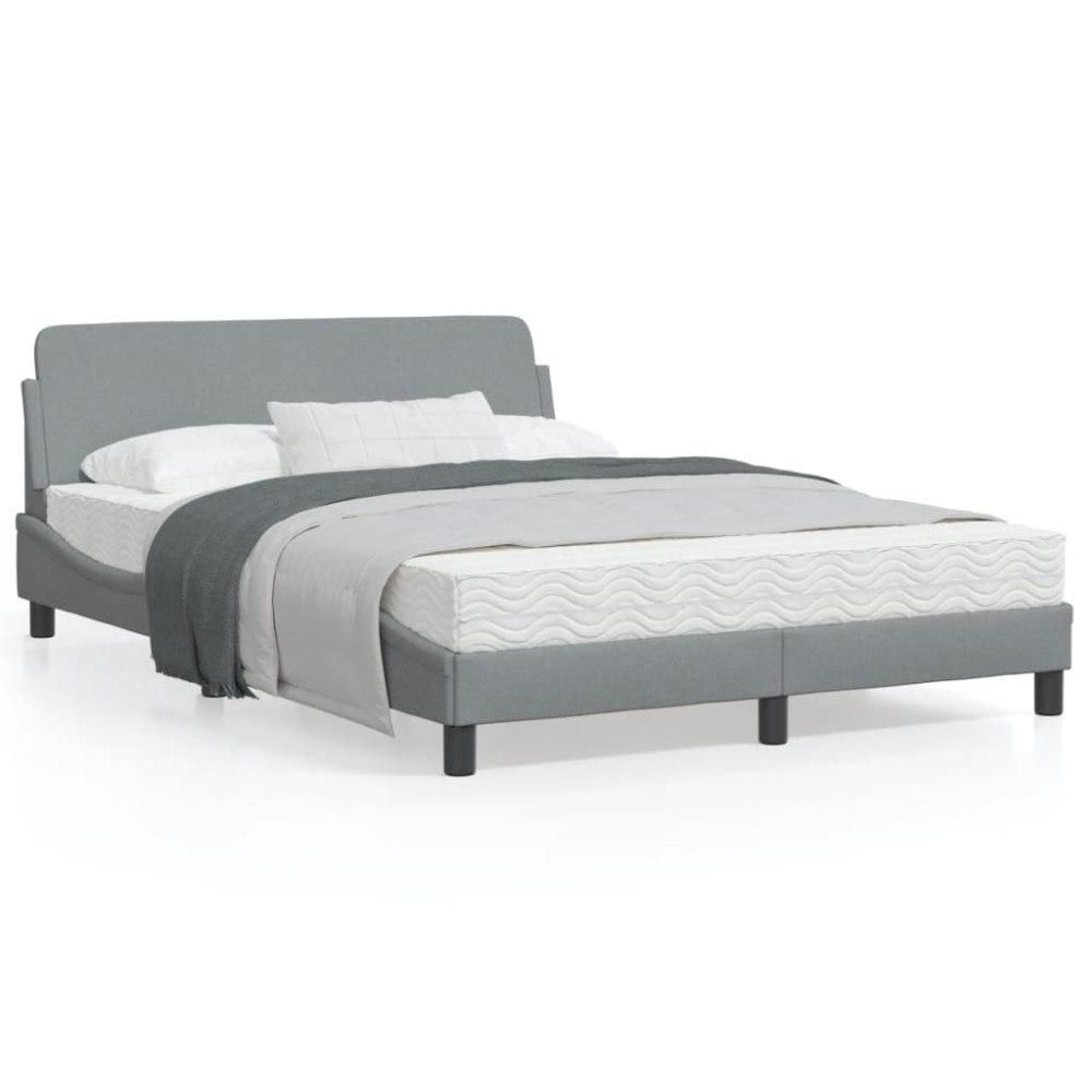 vidaXL Bed Frame "Dover" Light Grey 140x200 cm Fabric