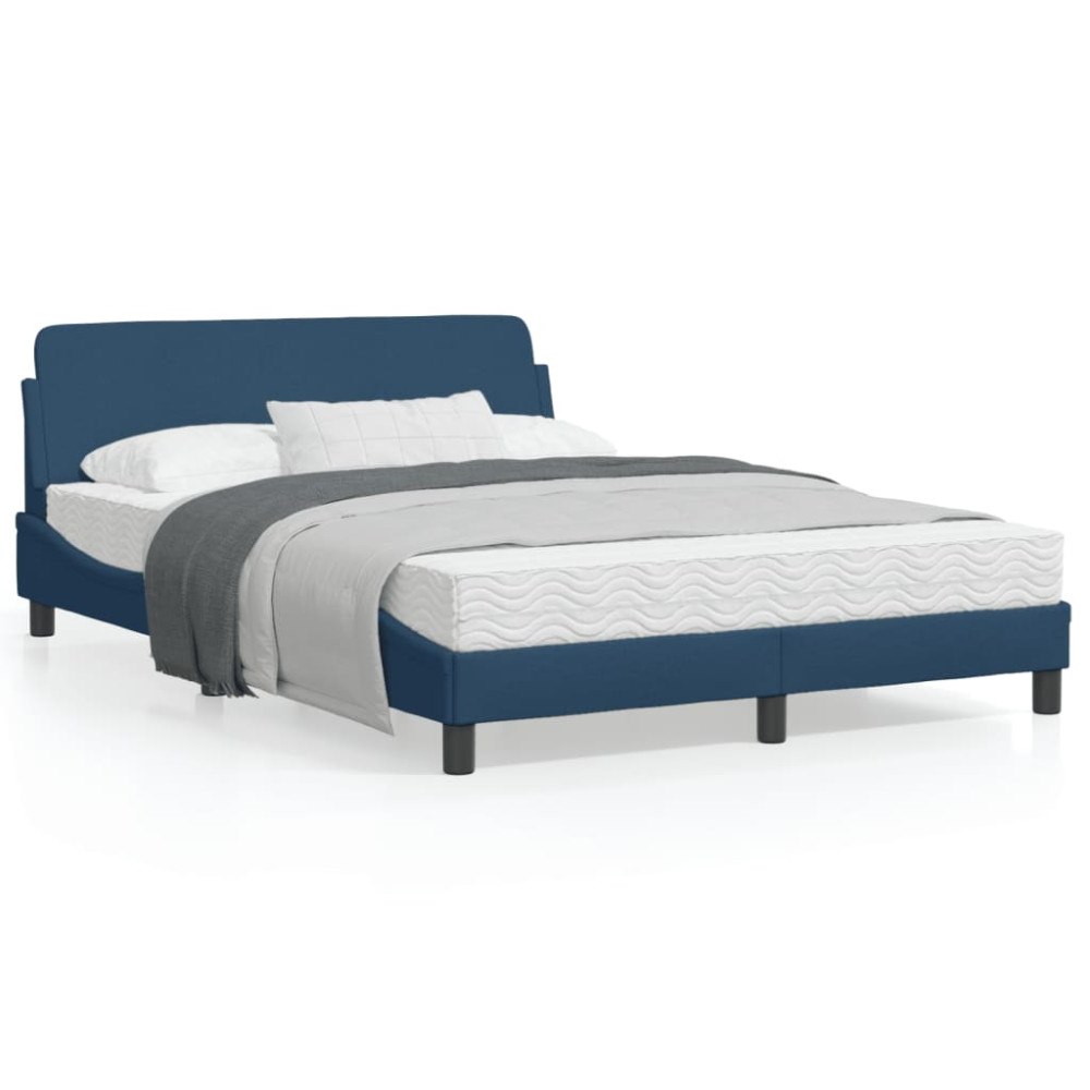 vidaXL Bed Frame with Headboard "Dover" Blue 140x200 cm Fabric