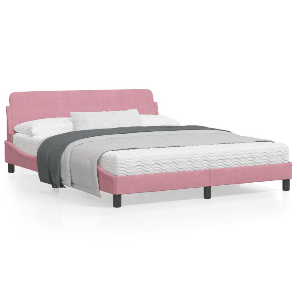vidaXL Bed Frame with Headboard "Dover" Pink 160x200 cm Velvet