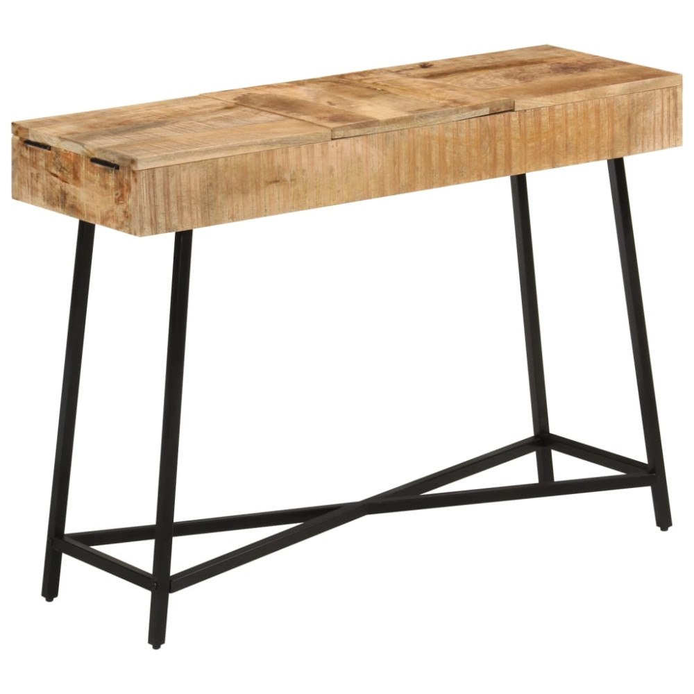 vidaXL Sminkbord 105x35x75 cm massivt grovt mangoträ och järn