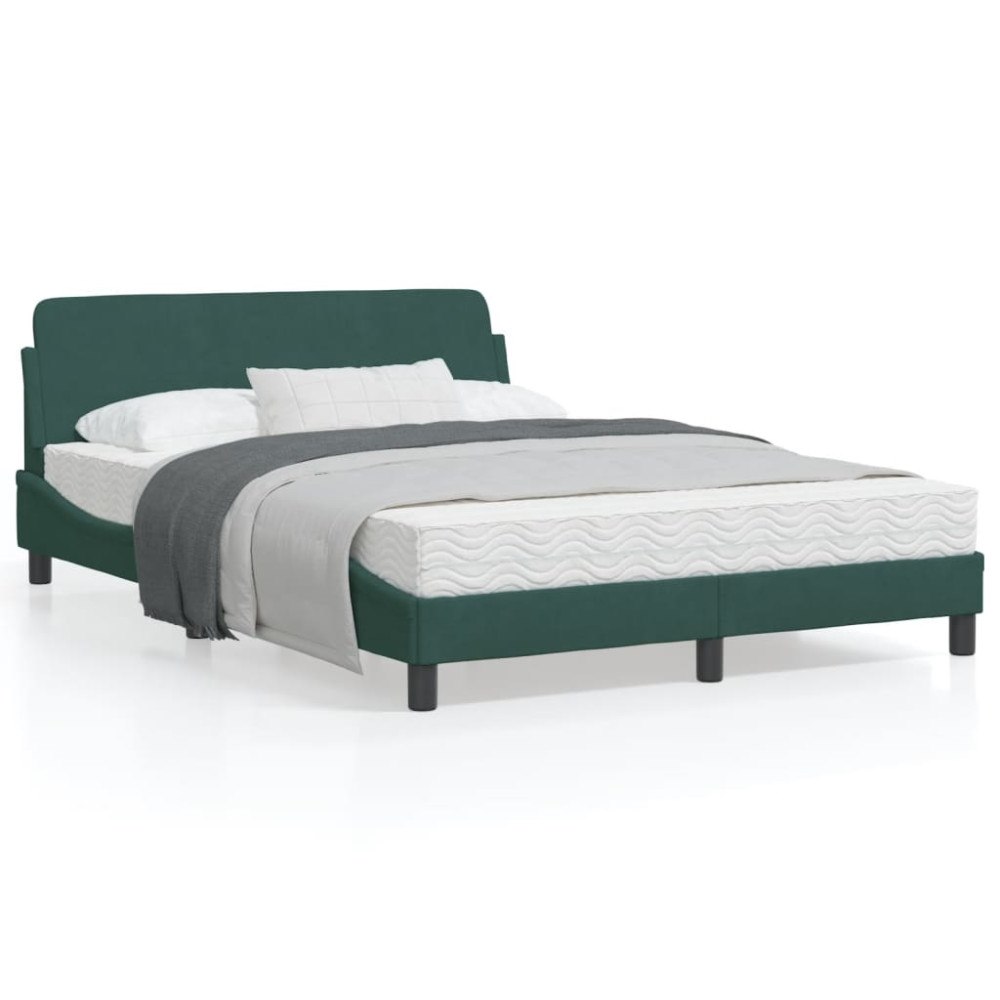 vidaXL Bed Frame "Dover" Dark Green 140x200 cm Velvet