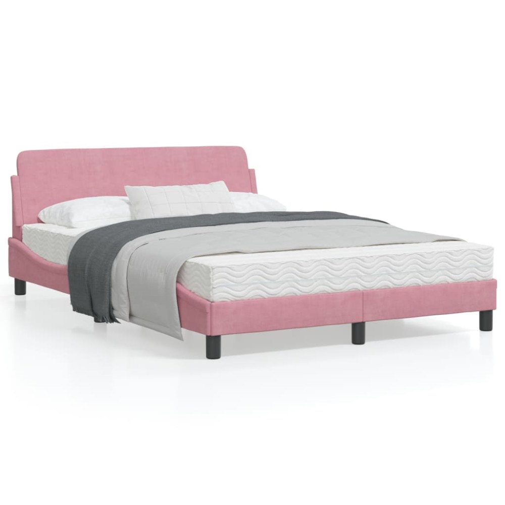 vidaXL Bed Frame with Headboard "Dover" Pink 120x200 cm Velvet