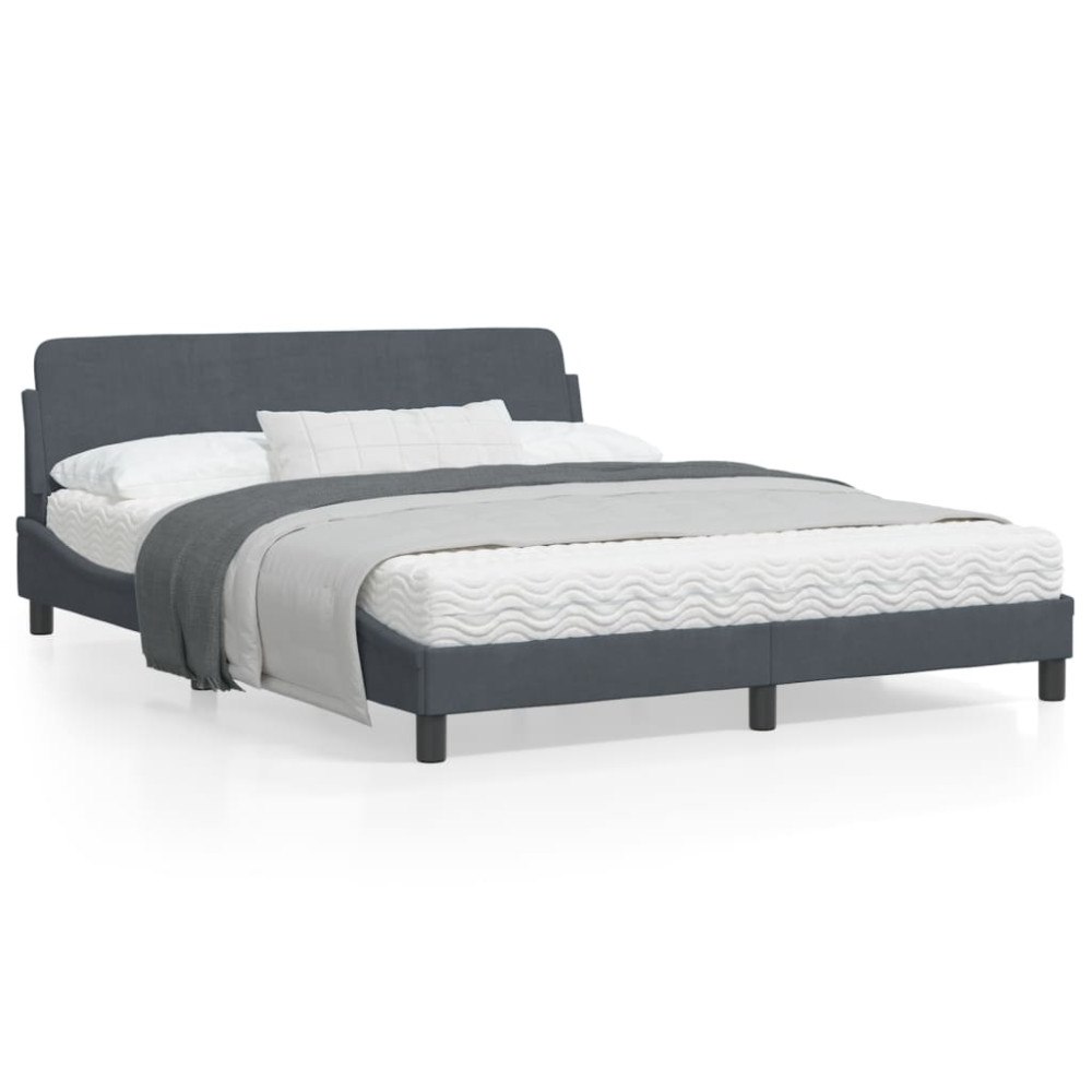 vidaXL Bed Frame "Dover" Dark Grey 160x200 cm Velvet