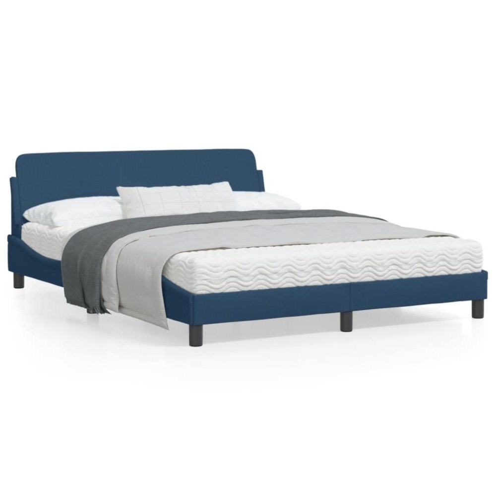 vidaXL Bed Frame with Headboard "Dover" Blue 160x200 cm Fabric