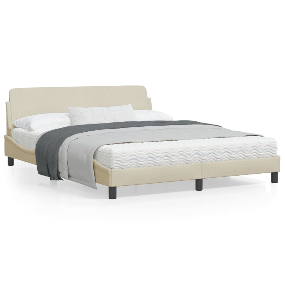 vidaXL Bed Frame "Dover" Cream 160x200 cm Fabric