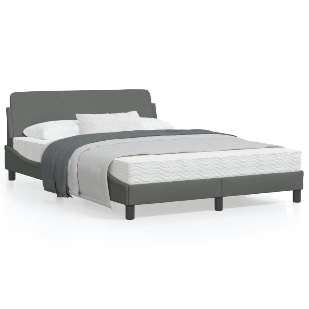 vidaXL Bed Frame "Dover" Dark Grey 140x200 cm Fabric