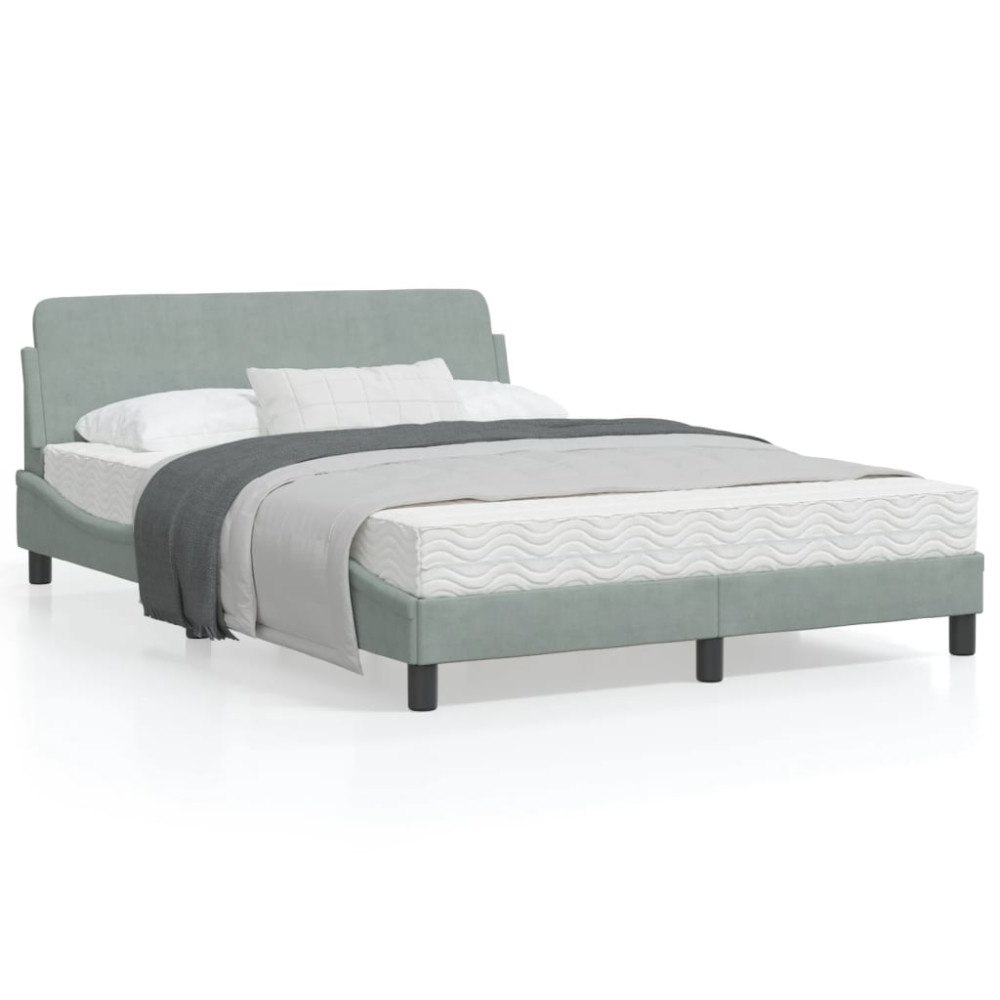 vidaXL Bed Frame "Dover" Light Grey 140x200 cm Velvet