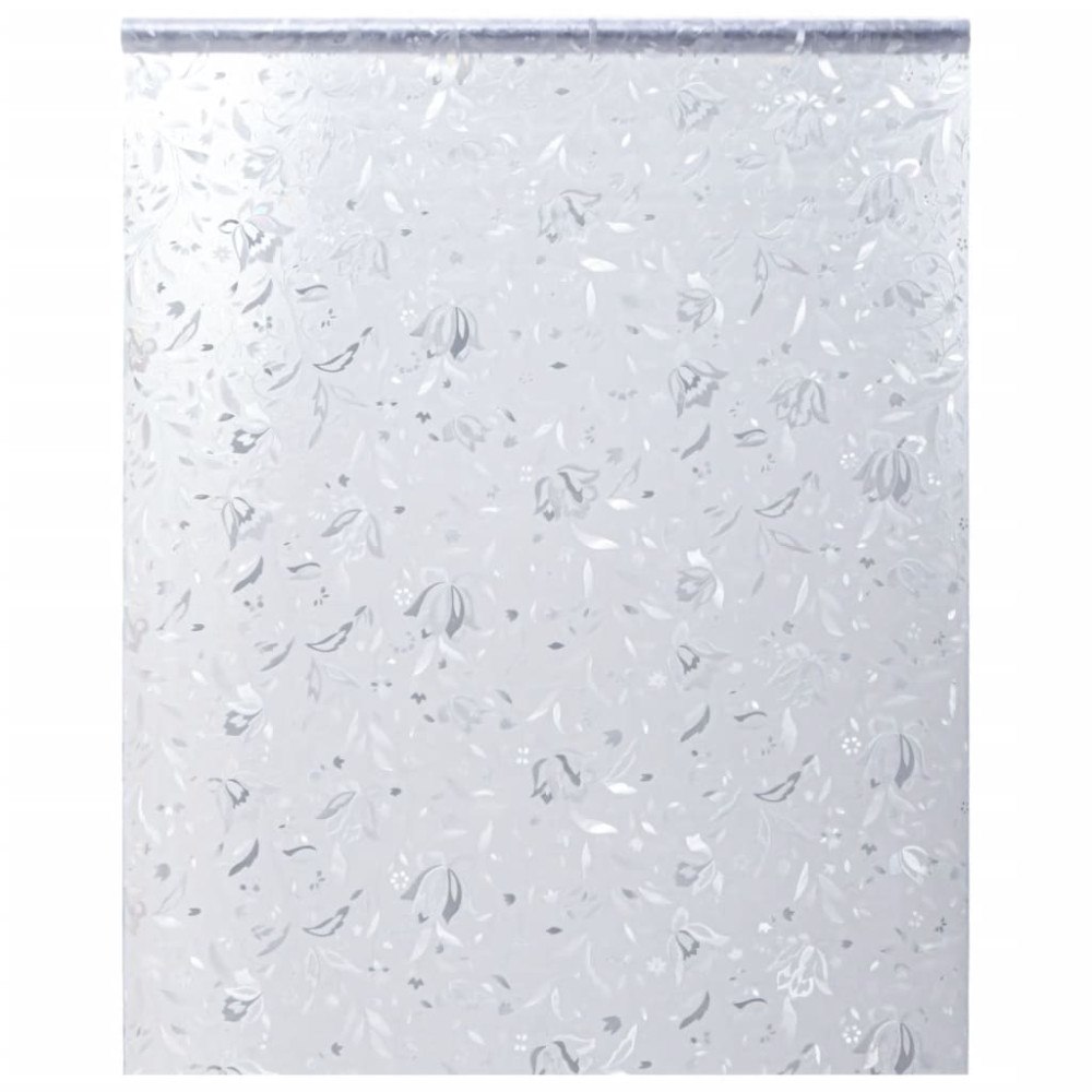 vidaXL Fönsterfilm frostad blommönster 60x500 cm PVC