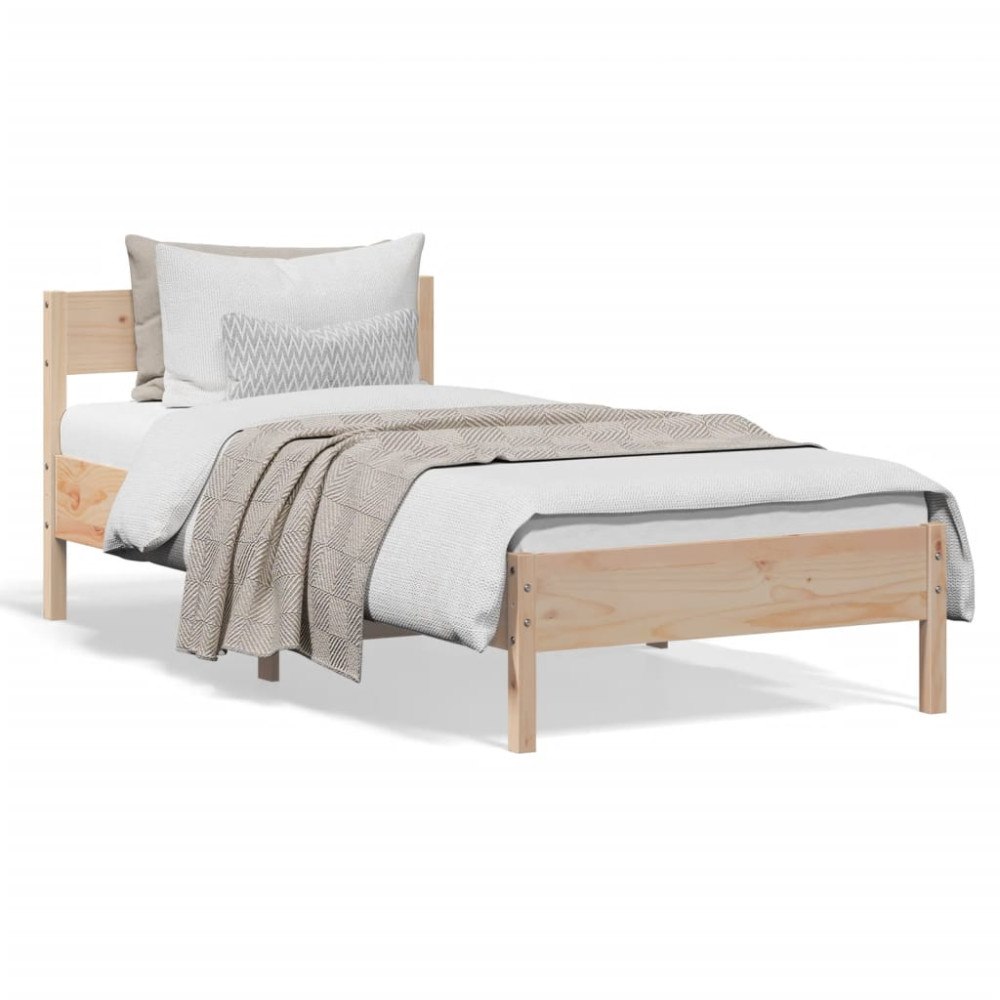 vidaXL Sängram utan madrass 75x190 cm massiv furu