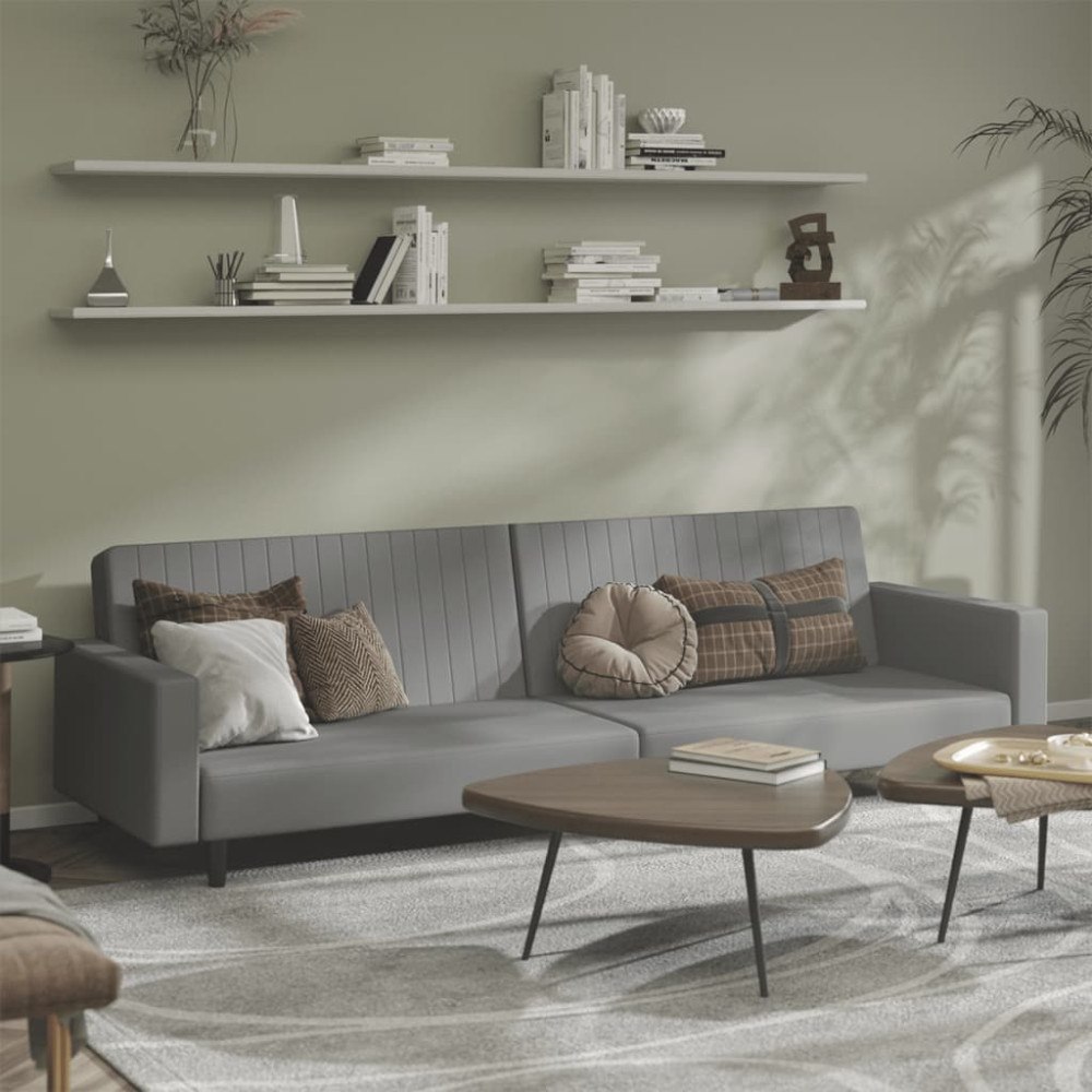 vidaXL Bäddsoffa 2-sits ljusgrå sammet