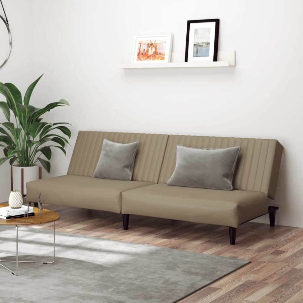 vidaXL Bäddsoffa 2-sits cappuccino konstläder