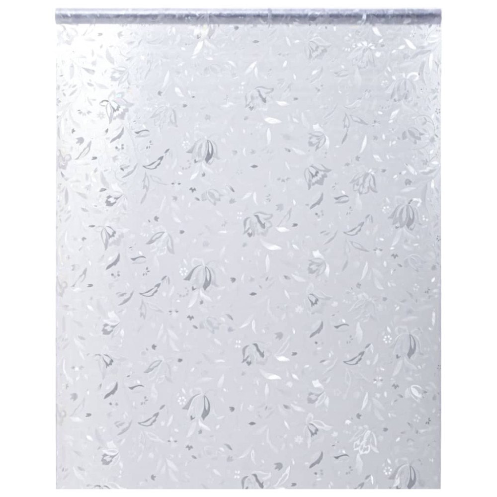 vidaXL Fönsterfilm frostad blommönster 45x500 cm PVC